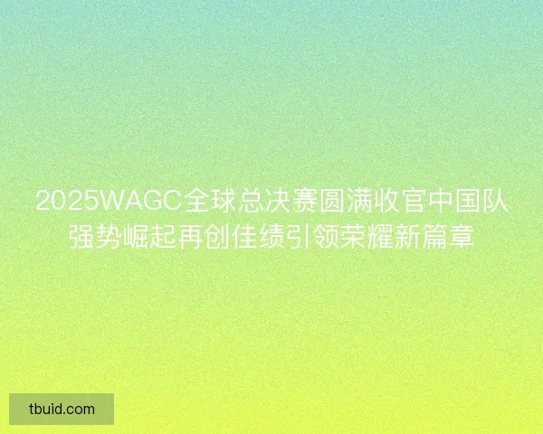 2025WAGC全球总决赛圆满收官中国队强势崛起再创佳绩引领荣耀新篇章