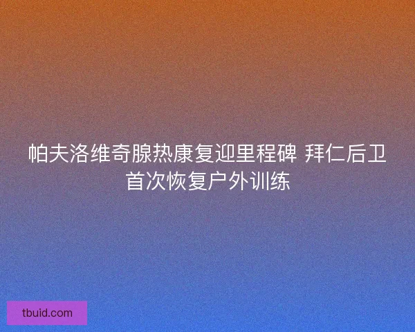 帕夫洛维奇腺热康复迎里程碑 拜仁后卫首次恢复户外训练
