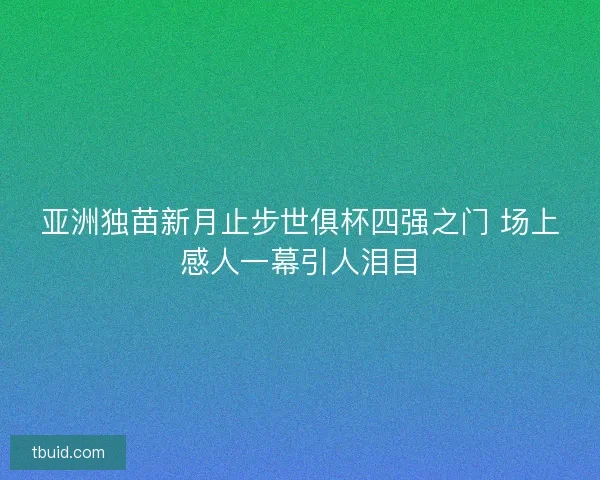亚洲独苗新月止步世俱杯四强之门 场上感人一幕引人泪目